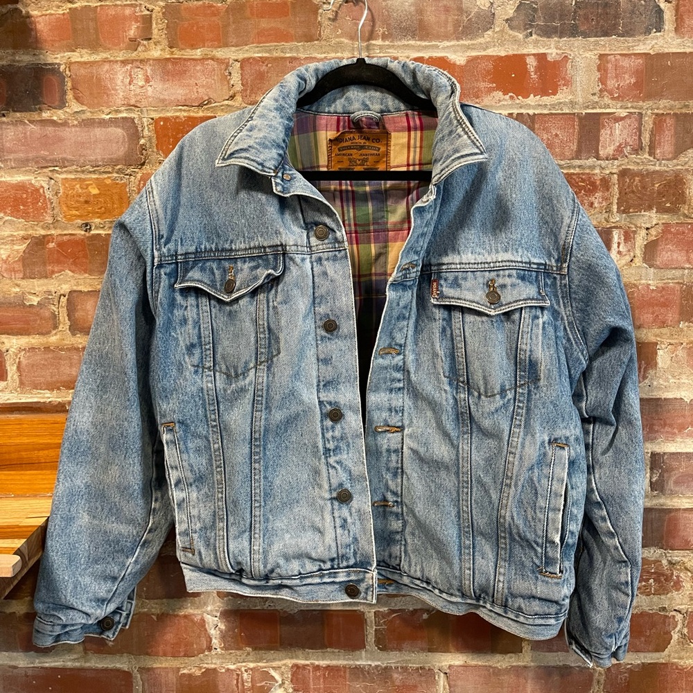 Indiana Jeans Company Vintage Flannel Lined Denim Jacket